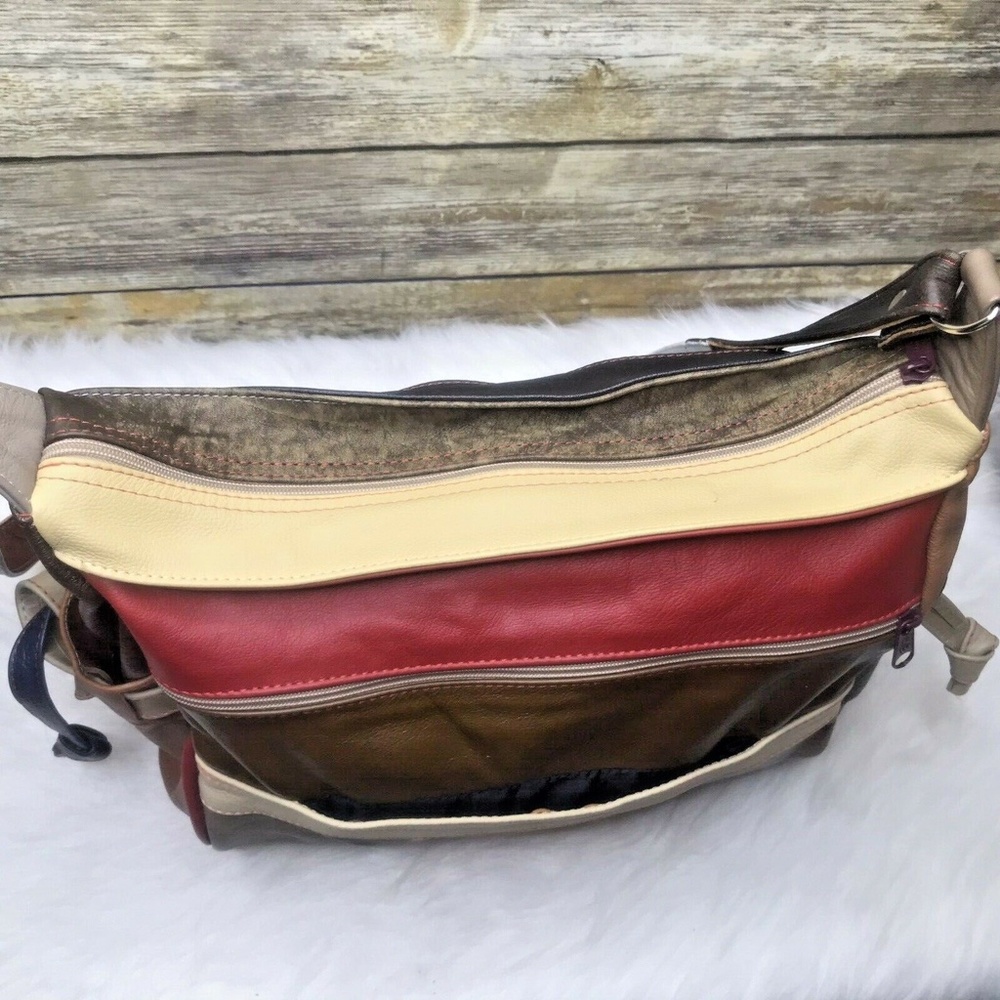 Multicolor Patchwork Genuine Leather Large Should… - image 8